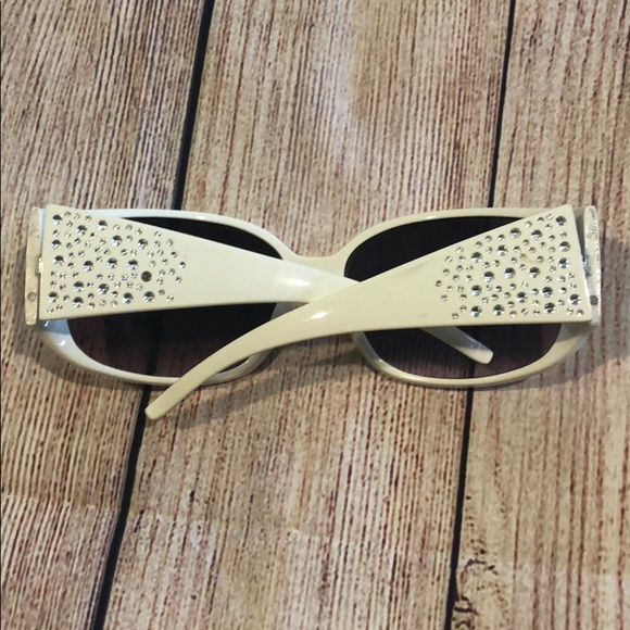 White 90s Small Sunglasses with Rhinestones - Picture 3 of 3